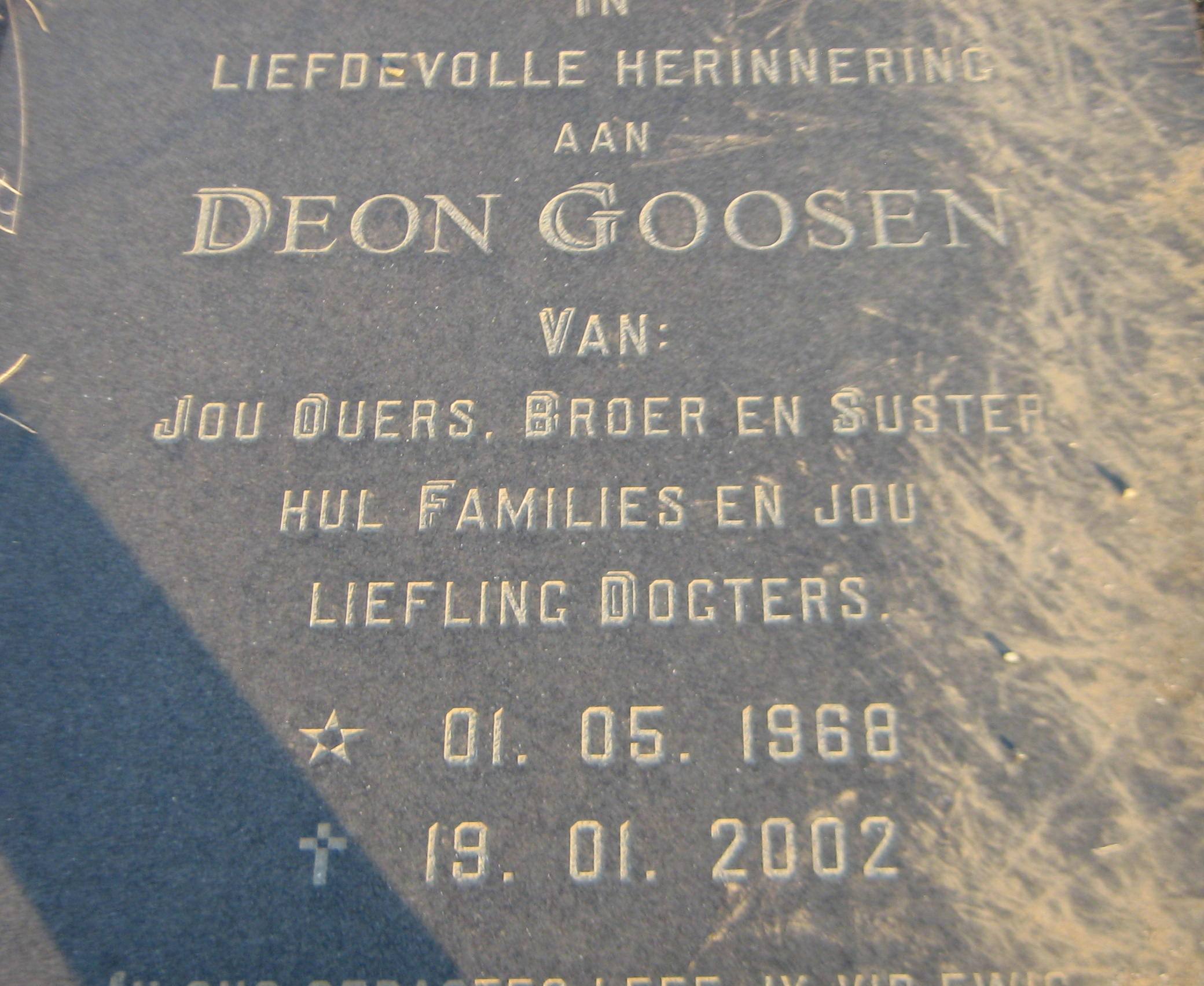 GOOSEN Deon 1968-2002