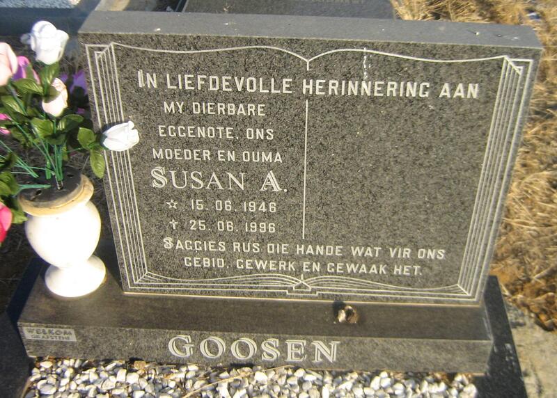 GOOSEN Susan A. 1946-1996