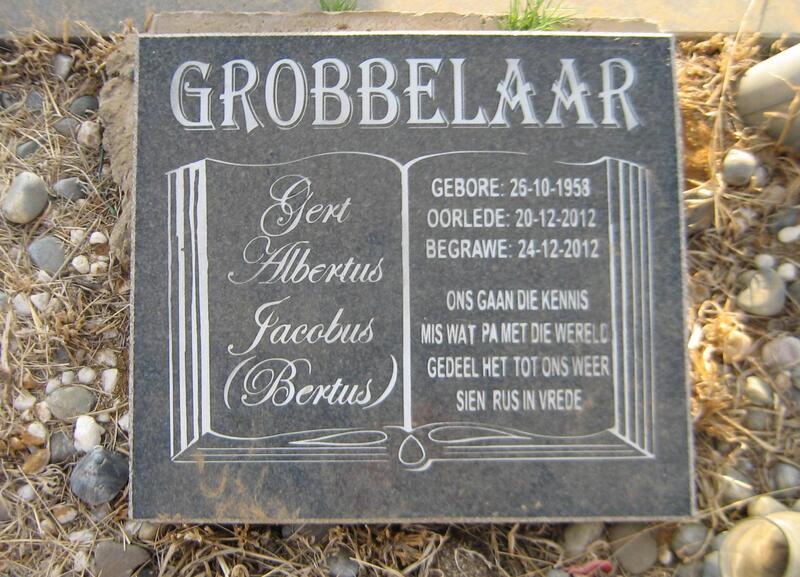 GROBBELAAR Gert Albertus Jacobus 1958-2012