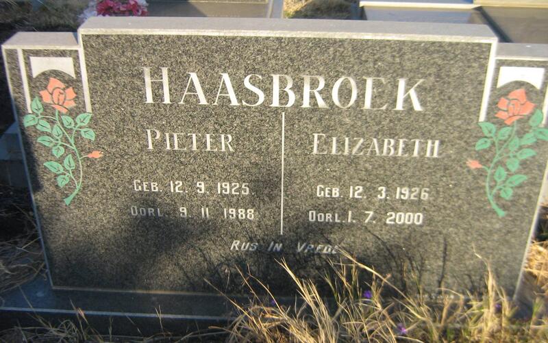 HAASBROEK Pieter 1925-1988 & Elizabeth 1926-2000