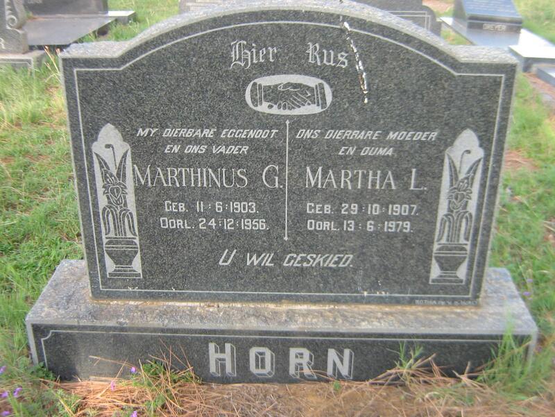 HORN Marthinus G. 1903-1956 & Martha L. 1907-1979