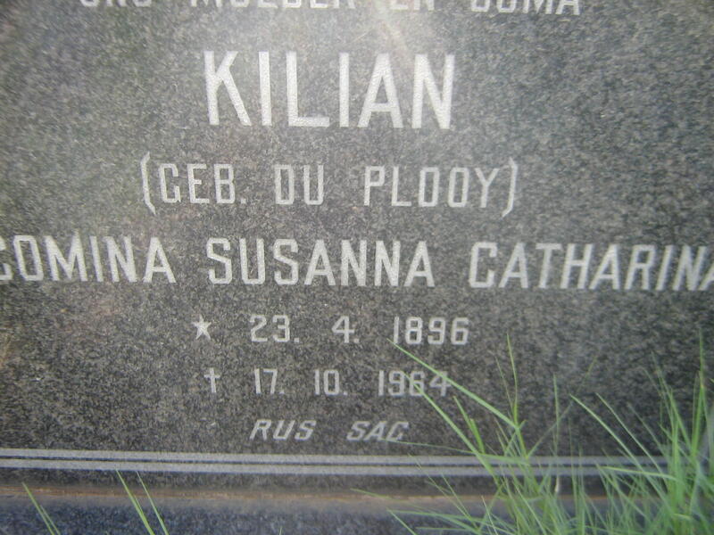 KILIAN Jacomina Susanna Catharina nee DU PLOOY 1896-1964