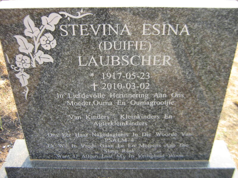 LAUBSCHER Stevina Esina 1917-2010