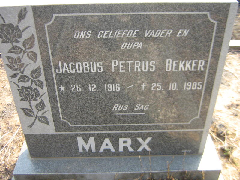 MARX Jacobus Petrus Bekker 1916-1985