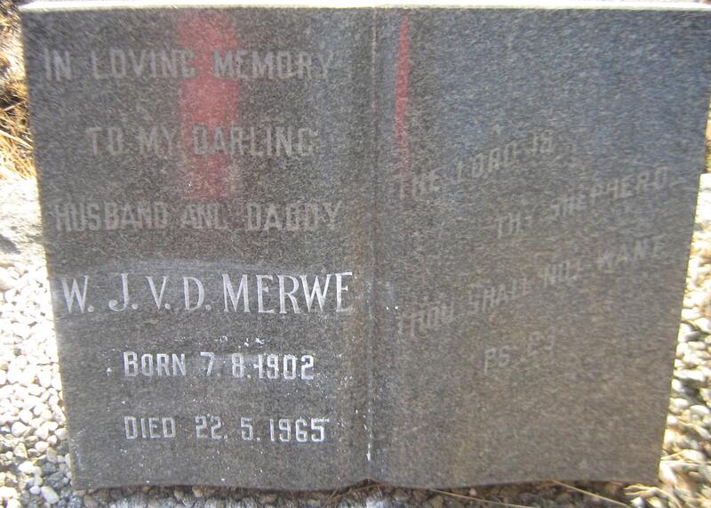MERWE W.J., van der 1902-1965