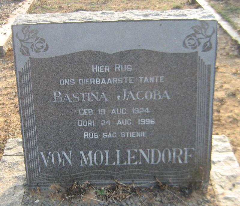 MOLLENDORF Bastina Jacoba, von 1924-1996