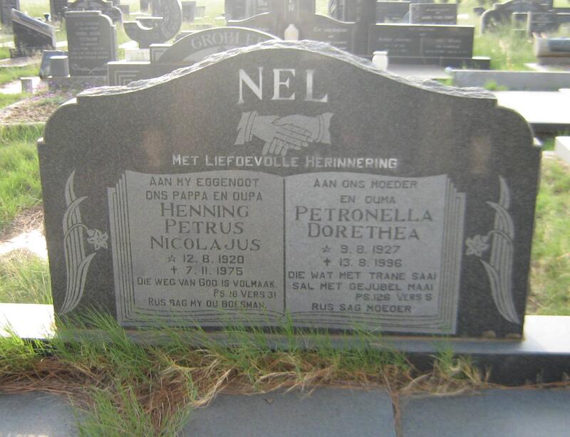 NEL Henning Petrus Nicolajus 1920-1975 & Petronella Dorethea 1927-1996