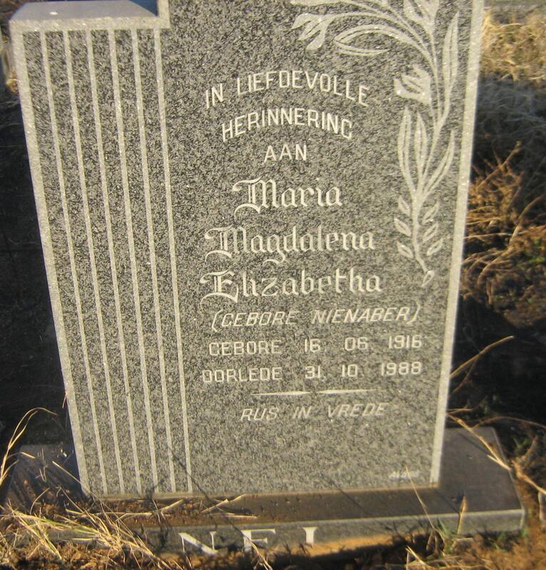 NEL Maria Magdalena Elizabetha nee NIENABER 1916-1988