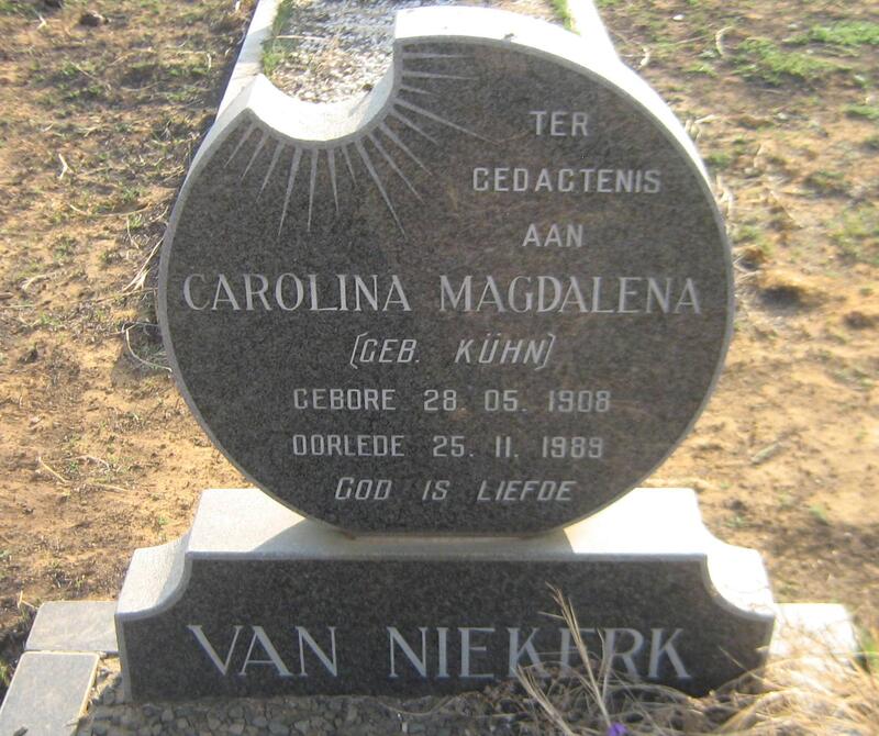 NIEKERK Carolina Magdalena, van nee KUHN 1908-1989