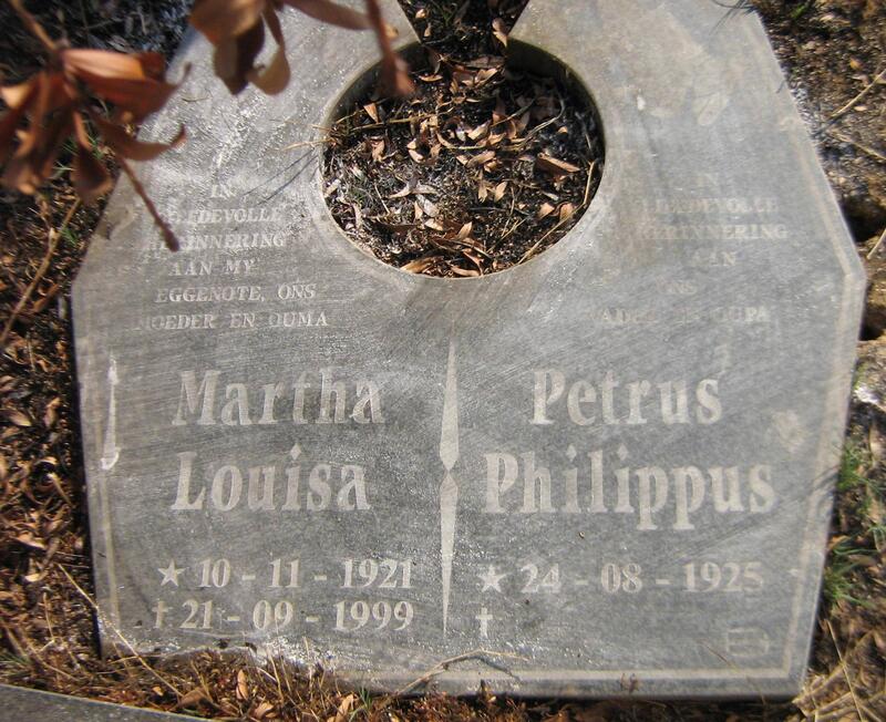 ? Petrus Philippus 1925 - & Martha Louisa 1921-1999
