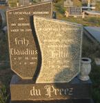 PREEZ Fritz Claudius, du 1934-1997 & Hettie 1934-1994