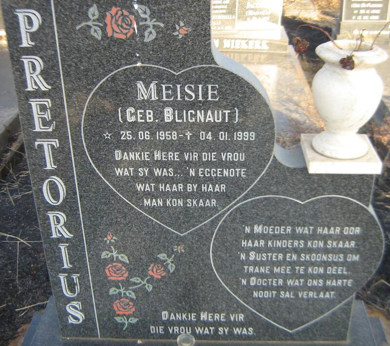 PRETORIUS Meisie nee BLIGNAUT 1958-1999