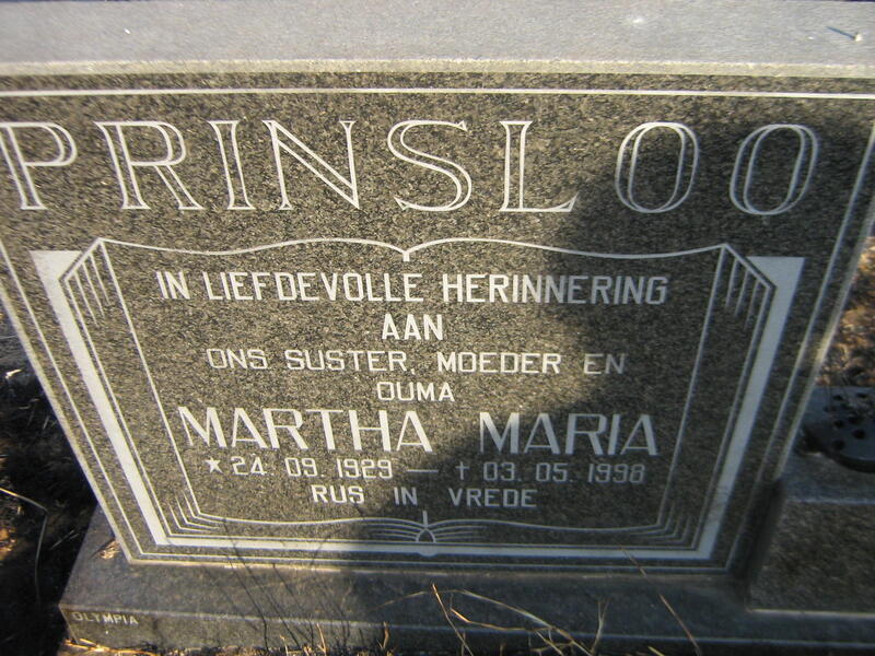 PRINSLOO Martha Maria 1929-1998