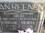 REENEN Frikkie, van 1921-2001 & Berta 1921-2013