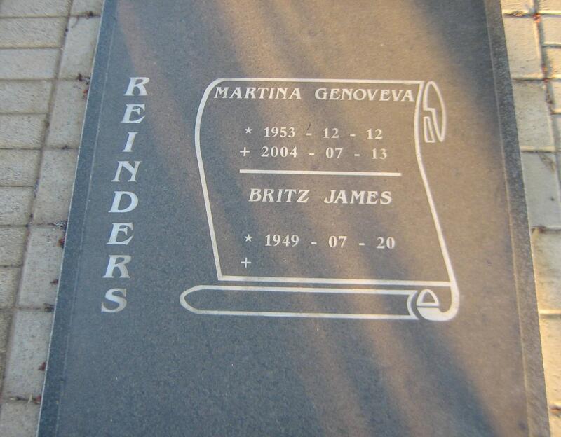 REINDERS Britz James 1949- & Martina Genoveva 1953-2004