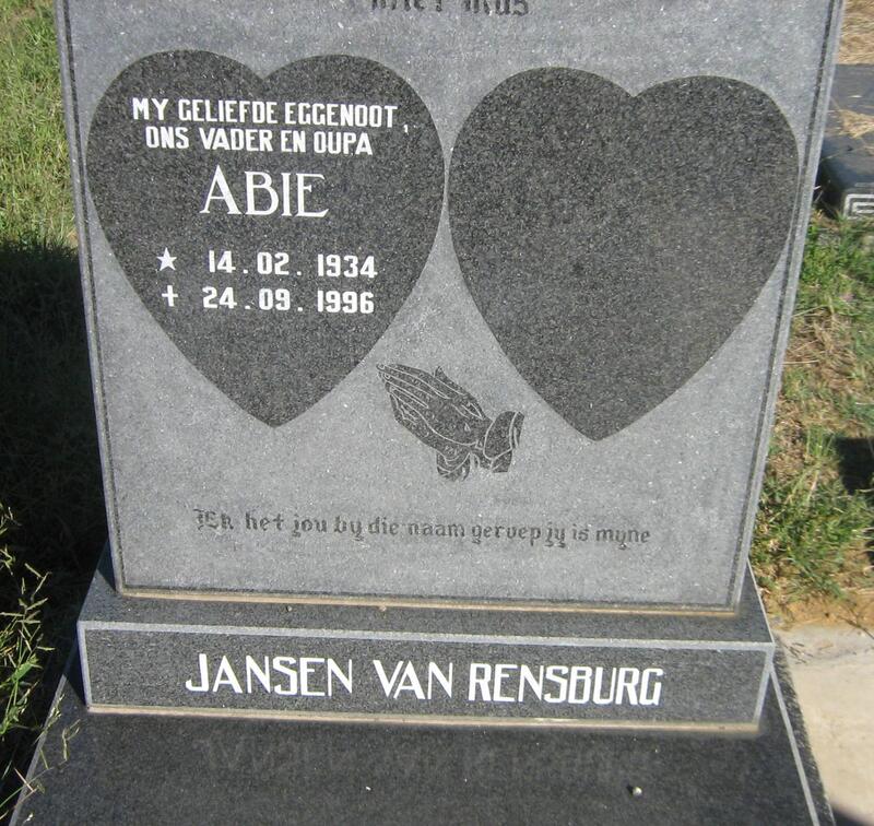 RENSBURG Abie, Jansen van 1934-1996