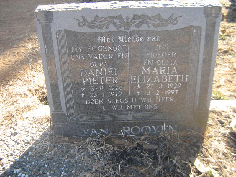 ROOYEN Daniël Pieter, van 1926-1979 & Maria Elizabeth 1929-1997