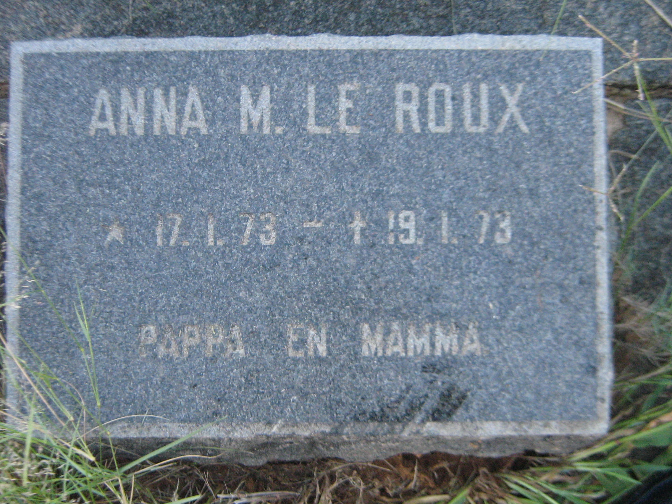 ROUX  Anna M., le 1973-1973