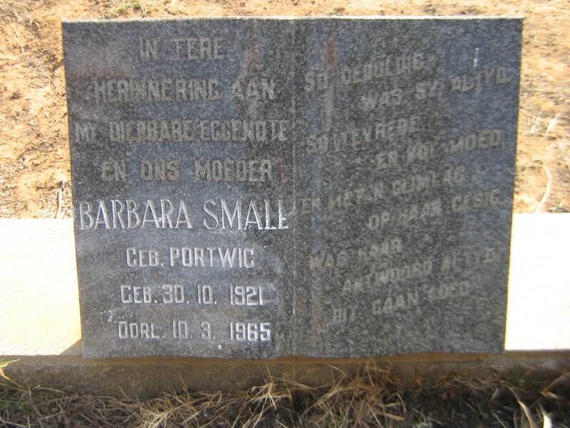 SMALL Barbara nee PORTWIG 1921-1965