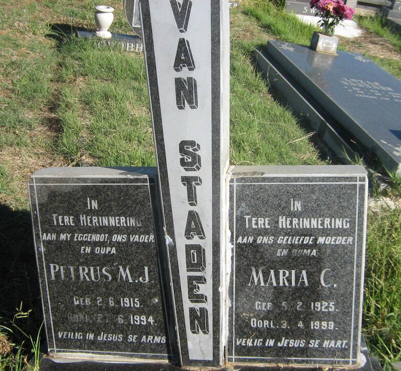 STADEN Petrus M.J., van 1915-1994 & Maria C. 1925-1999