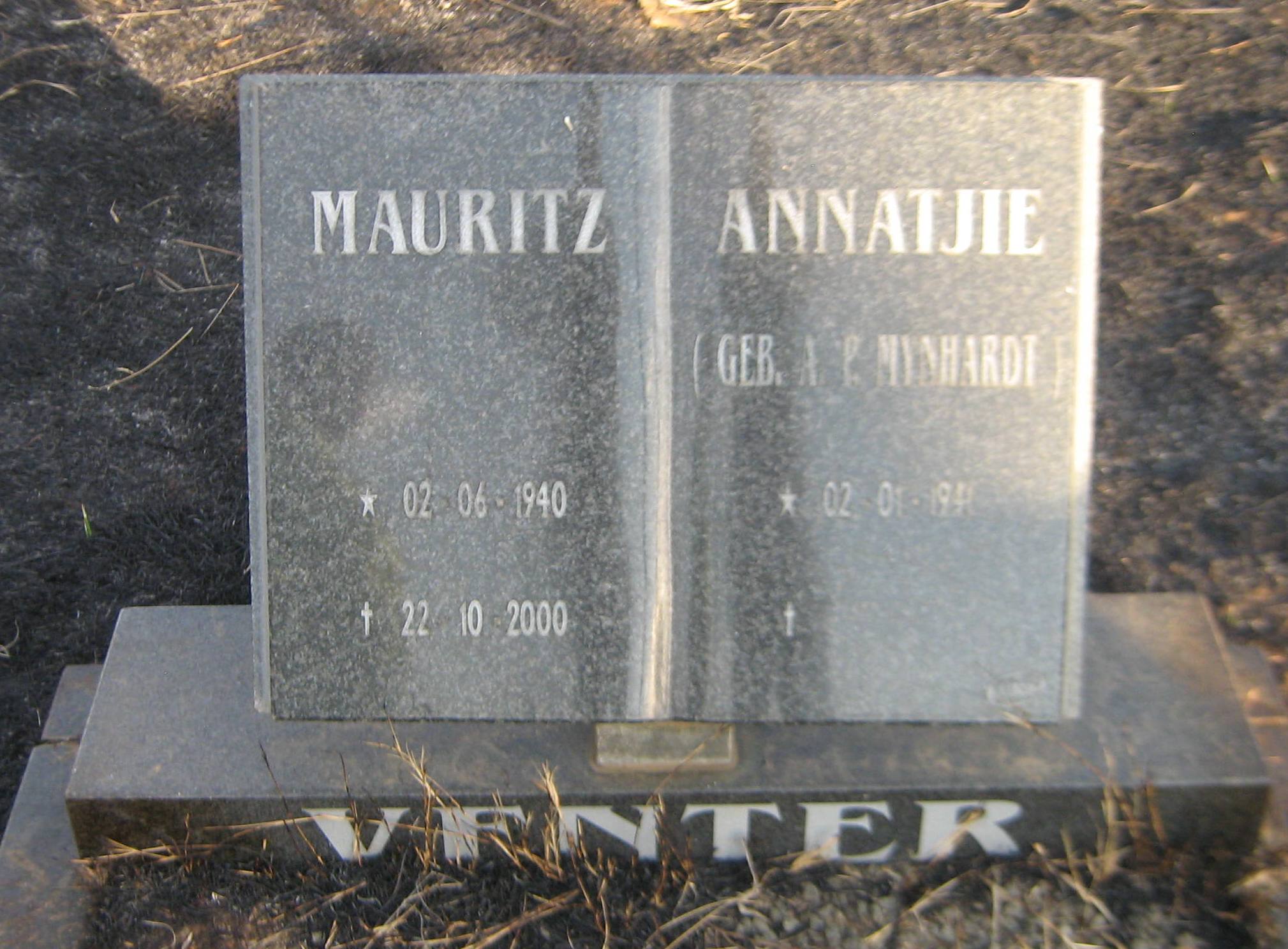 VENTER Mauritz 1940-2000 & Annatjie MYNHARDT 1941-
