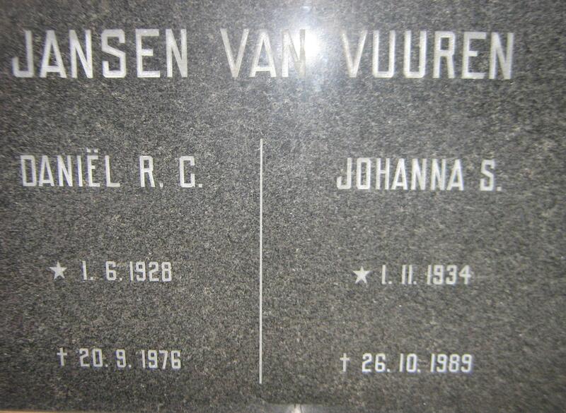 VUUREN Daniël R.C., Jansen van 1928-1976 & Johanna S. 1934-1989