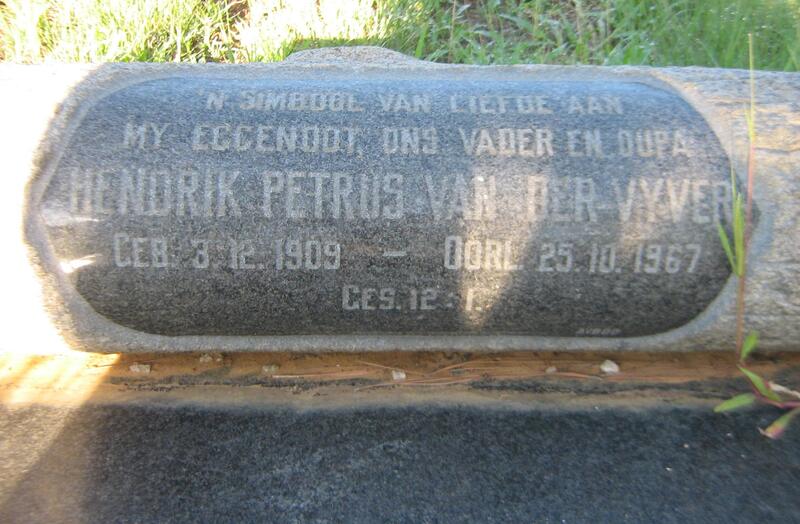 VYVER Hendrik Petrus, van der 1909-1967