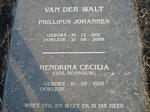 WALT Phillipus Johannes, van der 1931-2008 & Hendrina Cecilia ROSSOUW 1938-
