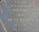 WESTHUIZEN Magritha Maria, van der 1929-1983