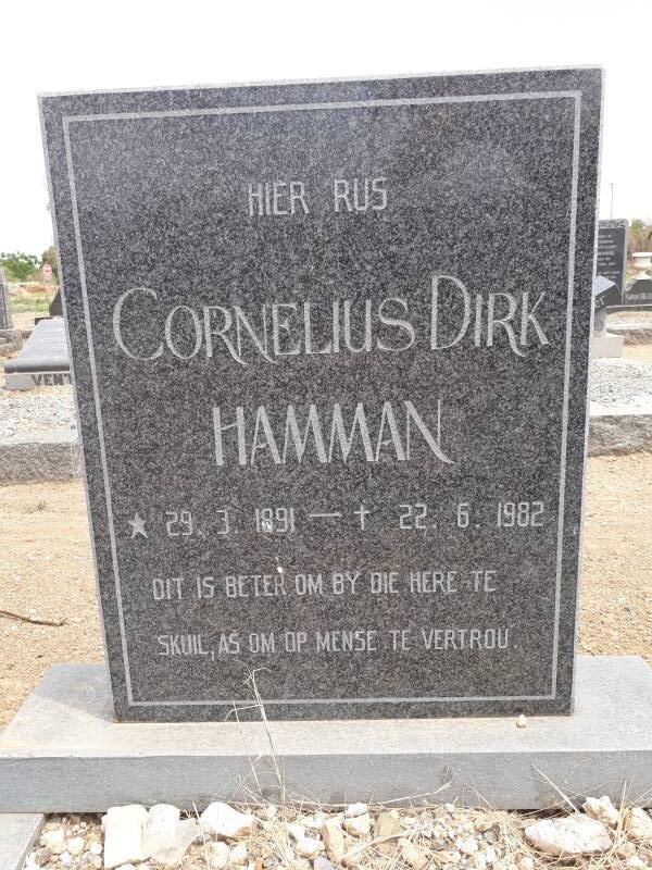 HAMMAN Cornelius Dirk 1891-1982