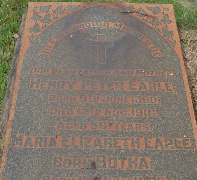 EARLE Henry Peter 1860-1916 & Maria Elizabeth BOTHA 1868-1920