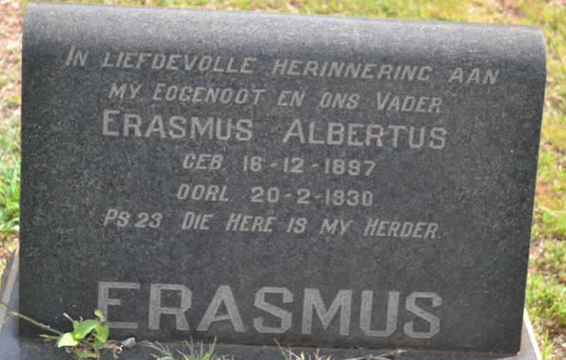 ERASMUS Erasmus Albertus 1897-1930