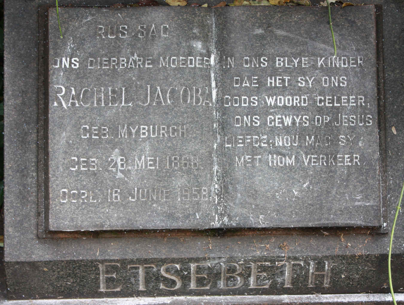 ETSEBETH Rachel Jacoba nee MYBURGH 1868-1958
