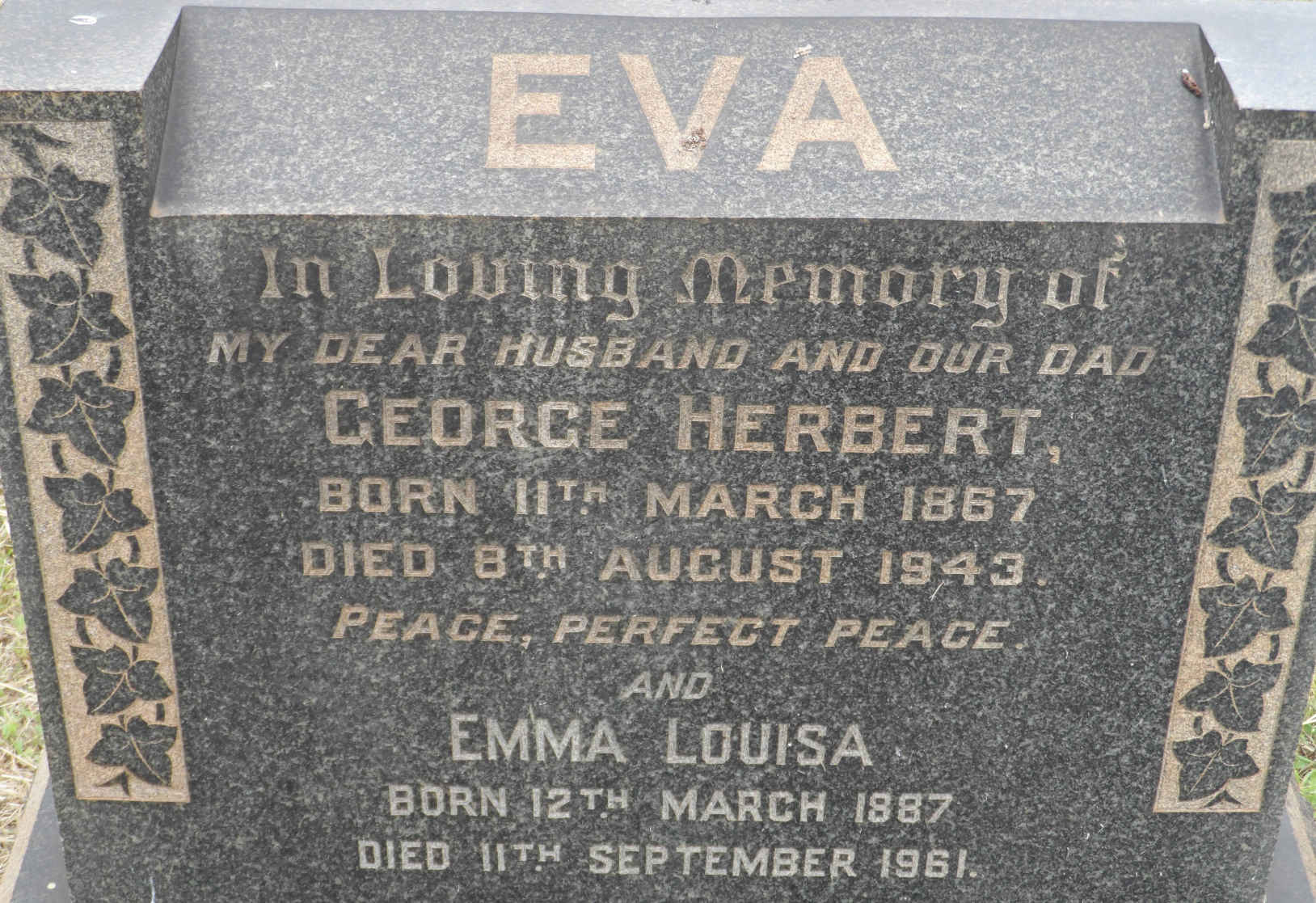 EVA George Herbert 1867-1943 & Emma Louisa 1887-1961