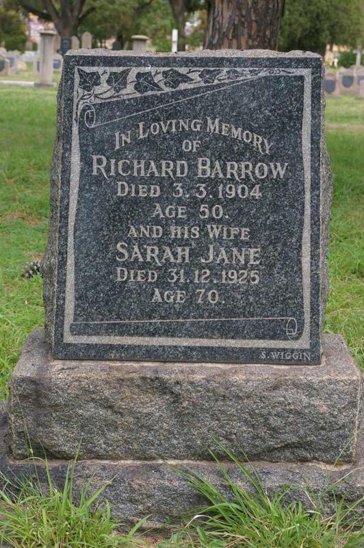 BARROW Richard -1904 & Sarah Jane -1925