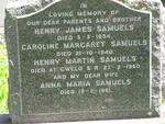 SAMUELS Henry James -1934 & Caroline Margaret -1940 :: SAMUELS Henry Martin -1960 :: SAMUELS Anna Maria -1961