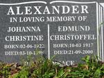 ALEXANDER Edmund Christoffel 1917-2000 & Johanna Christine 1922-1998