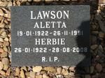LAWSON Herbie 1922-2008 & Aletta 1922-1991