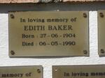 BAKER Edith 1904-1990