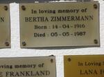 ZIMMERMANN Bertha 1916-1987