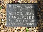 LANGEVELDT Alison Jean 1965-1983