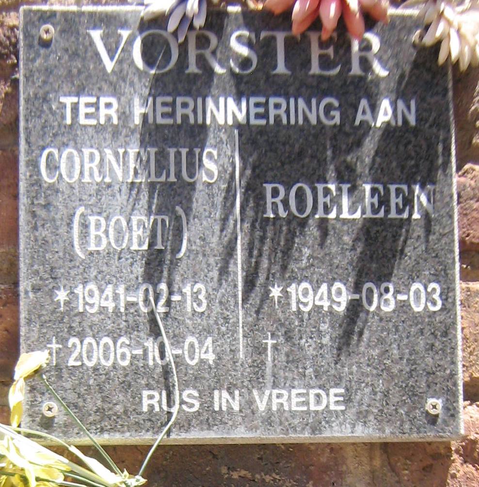 VORSTER Cornelius 1941-2006 & Roeleen 1949-