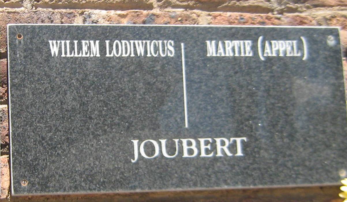 JOUBERT Willem Lodiwicus & Martie APPEL