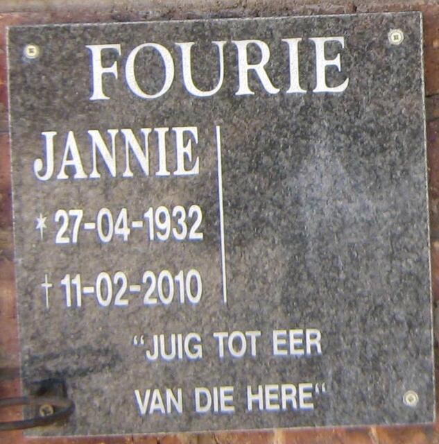FOURIE Jannie 1932-2010