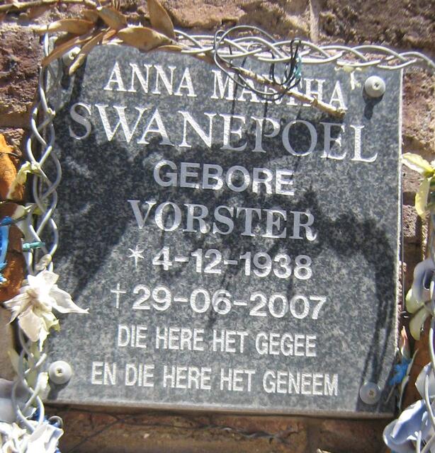 SWANEPOEL Anna Martha nee VORSTER 1938-2007