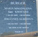 BURGER Johannes Albertus 1917-1998  &  Maria Magdalena KNOETZE 1925-2009