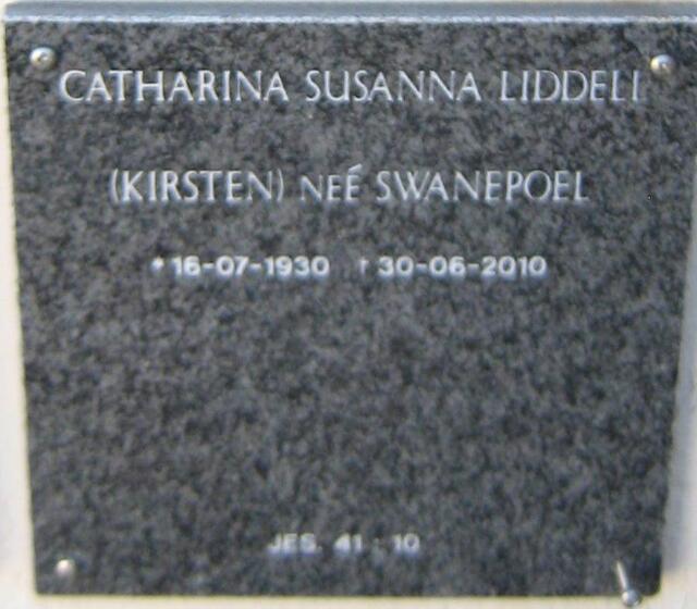 LIDDELL Catharina Susanna voorheen KIRSTEN nee SWANEPOEL 1930-2010