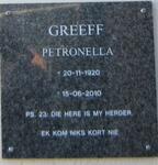 GREEFF Petronella 1920-2010
