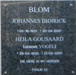 BLOM Johannes Didirick 1931-2007 & Heila Gousaard VOGEL 1930-2007