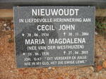 NIEUWOUDT Cecil John 1934-2004 & Maria Magdalena VAN DER WESTHUIZEN 1936-2015